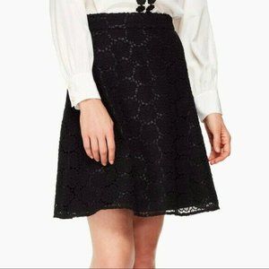 Kate Spade Women's Black Bloom Flower Lace Skirt S